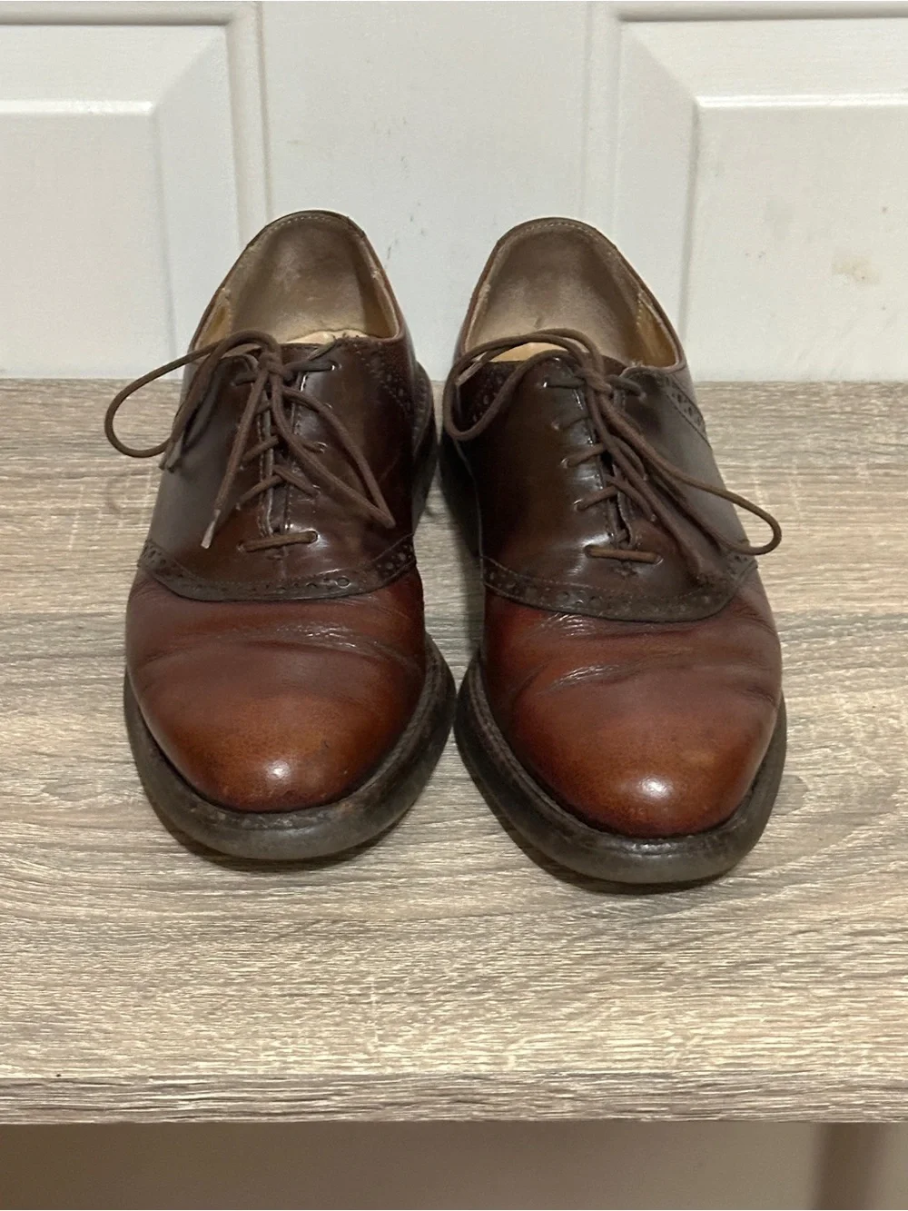 Cole Haan Men's Oxford Dress Shoes Brown Pebbled Leather Made In USA Mens 10 D